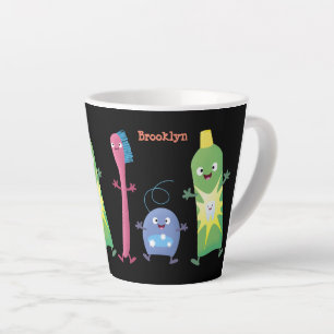 Cute toothbrush toothpaste dental floss cartoon latte mug