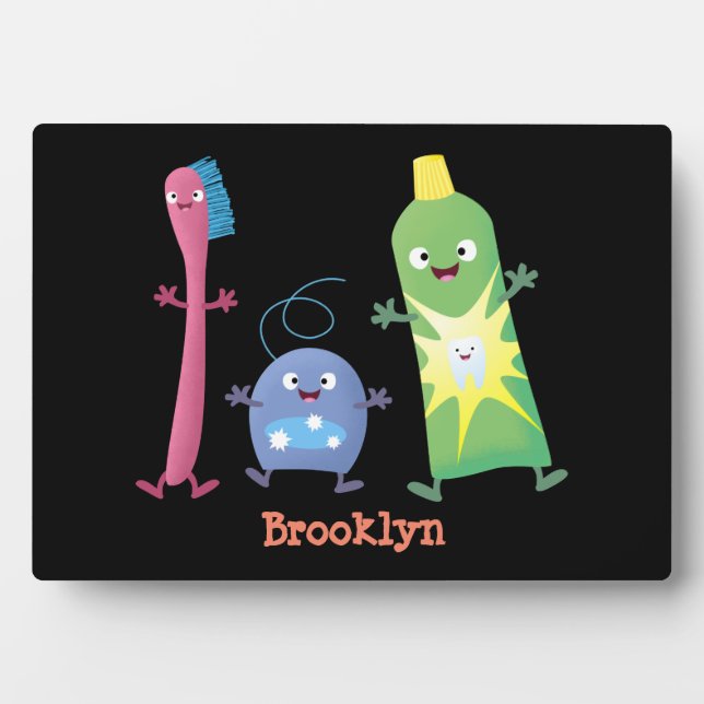 Cute toothbrush toothpaste dental floss cartoon plaque (Front)
