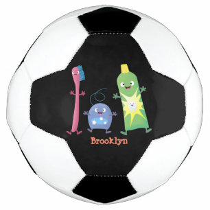 Cute toothbrush toothpaste dental floss cartoon soccer ball