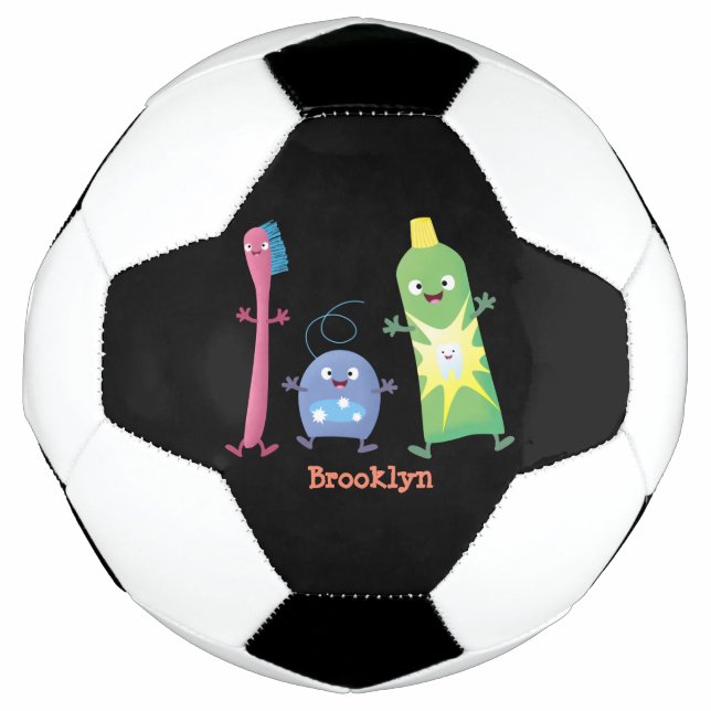Cute toothbrush toothpaste dental floss cartoon soccer ball (Front)