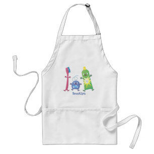 Cute toothbrush toothpaste dental floss cartoon standard apron