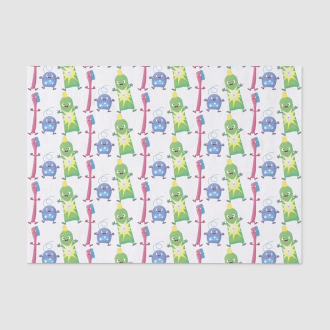 Cute toothbrush toothpaste dental floss cartoon tissue paper (Front)