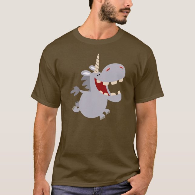 Cute Toothy Cartoon Unicorn T-Shirt (Front)