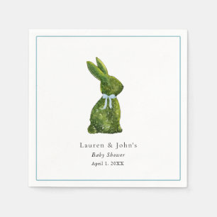 Cute Topiary Rabbit Boy Baby Shower Napkin
