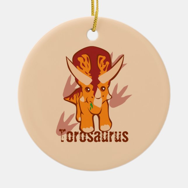 Cute Torosaurus Ceramic Ornament (Front)