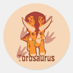 Cute Torosaurus Classic Round Sticker