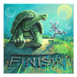 Cute Tortoise and the Hare Art Photo Print
