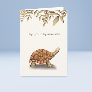 Cute Tortoise Brown Personalised Birthday Card