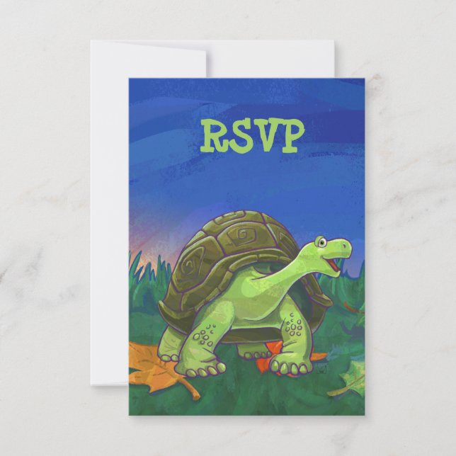Cute Tortoise Party RSVP (Front)