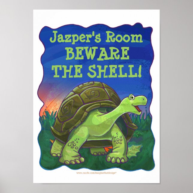 Cute Tortoise Personalised Room Poster (Front)