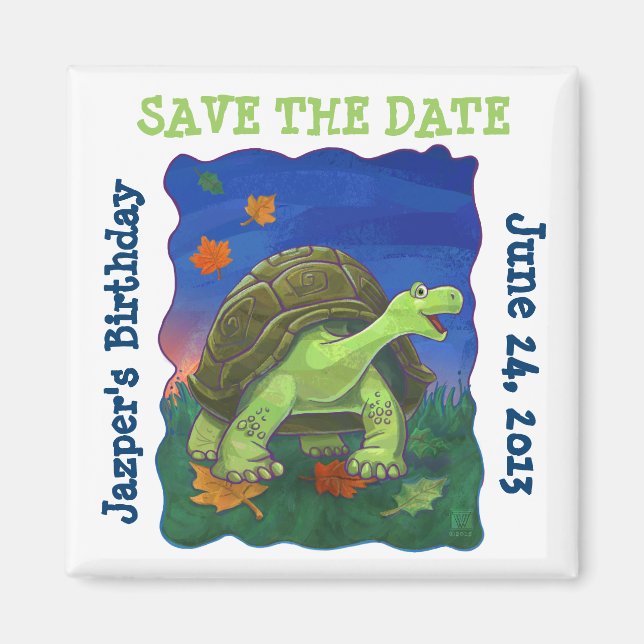 Cute Tortoise Save the Date Magnet (Front)
