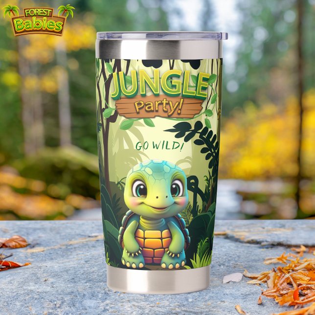 Cute Tortoise, Whimsical Baby Turtle Wildlife 🐢 Insulated Tumbler (Cute Jungle Party Tortoise, Fun Whimsical Baby Turtle Graphic Woodland Wildlife Insulated Tumbler 🐢)