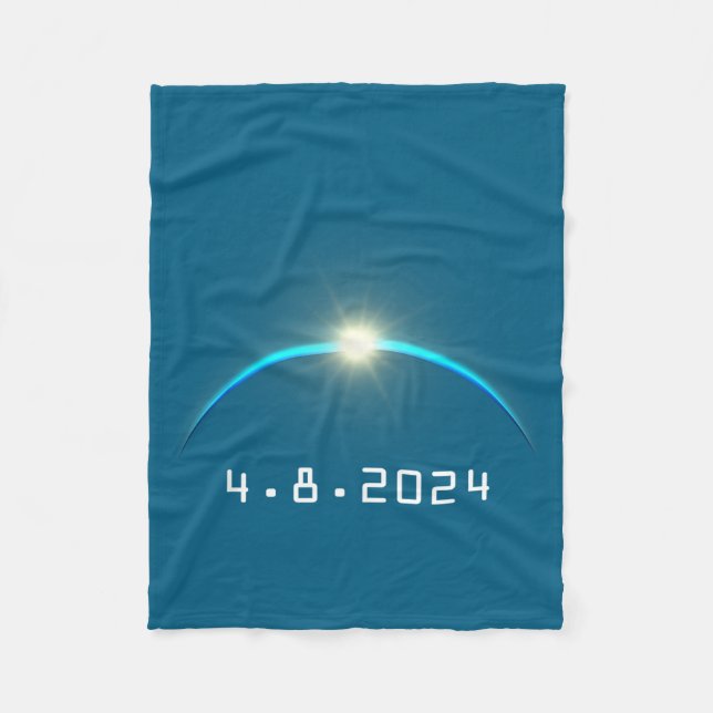 Cute Total Solar Eclipse April 8 Fleece Blanket (Front)