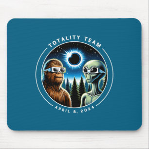 Cute Total Solar Eclipse Bigfoot Alien Mouse Pad