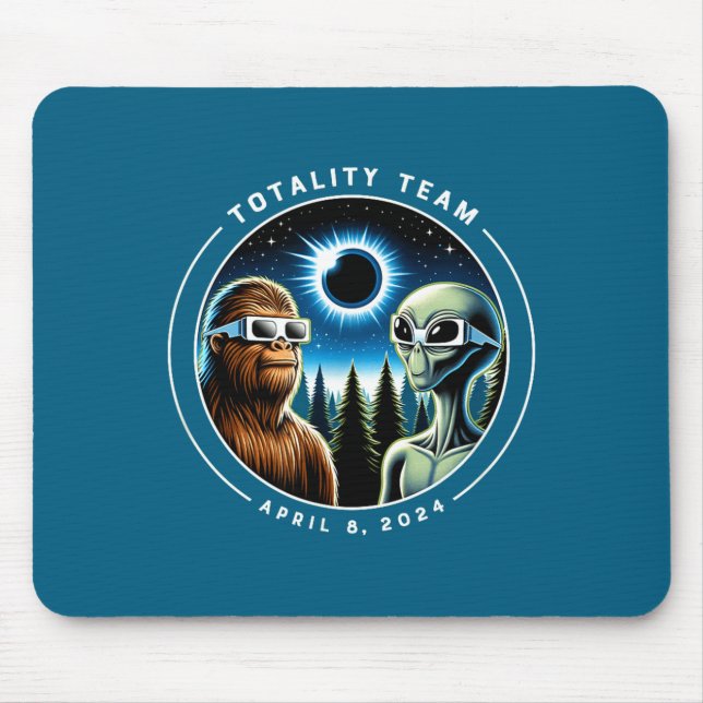 Cute Total Solar Eclipse Bigfoot Alien Mouse Pad (Front)