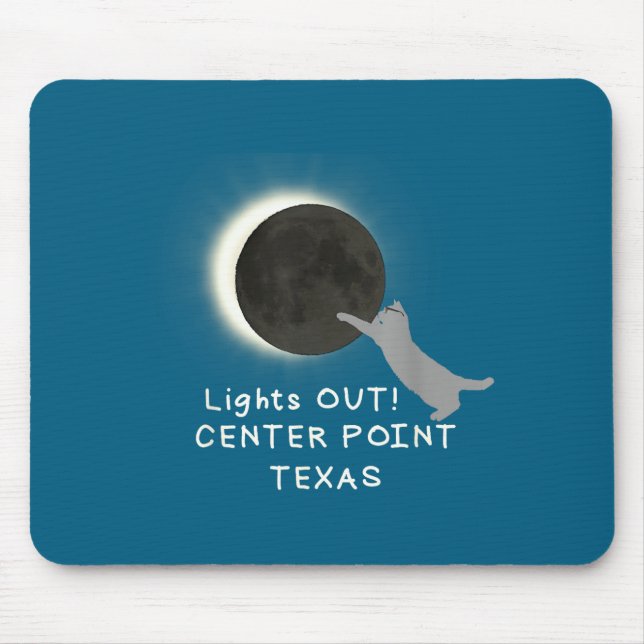 Cute Total Solar Eclipse Cat Center Mouse Pad (Front)