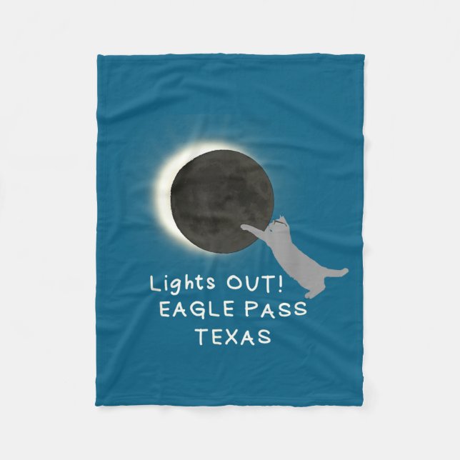 Cute Total Solar Eclipse Cat Eagle Fleece Blanket (Front)