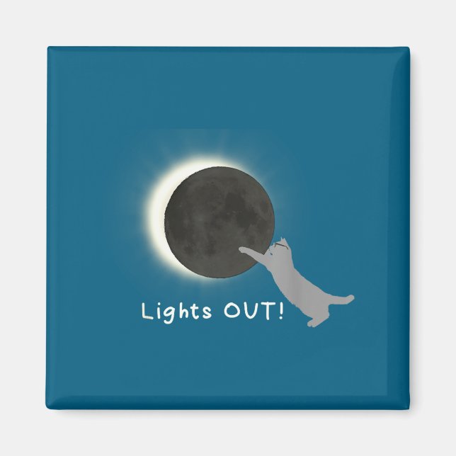 Cute Total Solar Eclipse Cat Magnet (Front)