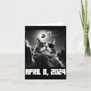 Cute Total Solar Eclipse Cat Selfie Card