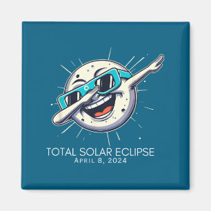 Cute Total Solar Eclipse Dabbing Moon Magnet