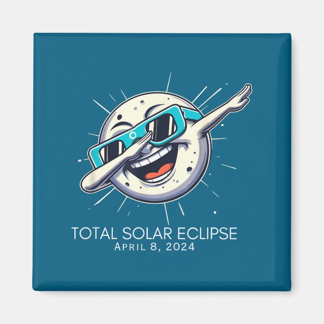 Cute Total Solar Eclipse Dabbing Moon Magnet (Front)