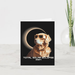 Cute Total Solar Eclipse Golden Retriever Card
