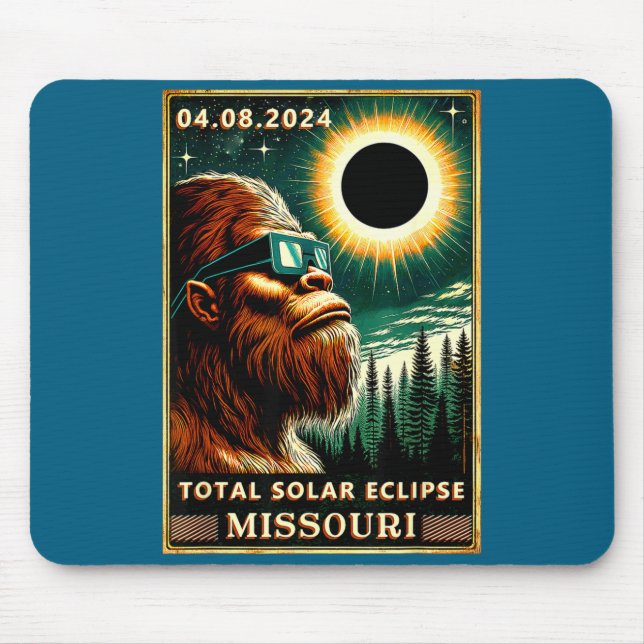 Cute Total Solar Eclipse Missouri Bigfoot Mouse Pad (Front)