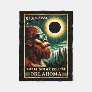 Cute Total Solar Eclipse Oklahoma Bigfoot Fleece Blanket
