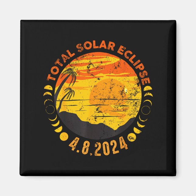 Cute Total Solar Eclipse Retro Eclipse Magnet (Front)