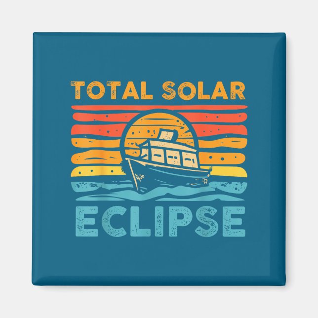 Cute Total Solar Eclipse Retro Eclipse Magnet (Front)