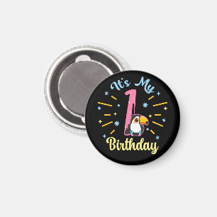 Cute Toucan 1st Birthday 1 Year Old Birth Girl Magnet
