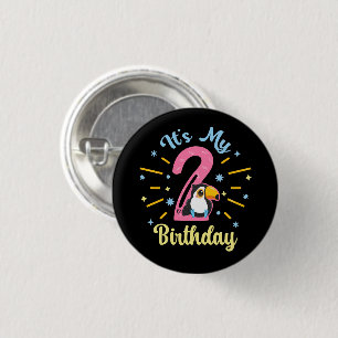 Cute Toucan 2nd Birthday 2 Year Old Birth Girl  3 Cm Round Badge