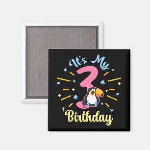 Cute Toucan 3rd Birthday 3 Year Old Birth Girl Magnet