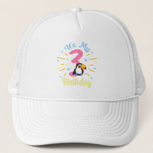 Cute Toucan 3rd Birthday 3 Year Old Birth Girl  Trucker Hat