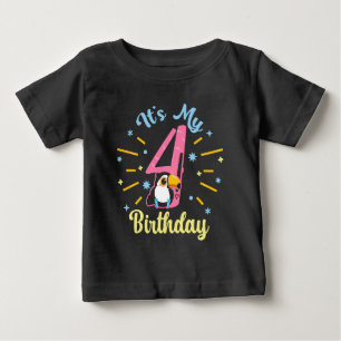 Cute Toucan 4th Birthday 4 Year Old Birth Girl Baby T-Shirt