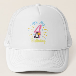 Cute Toucan 4th Birthday 4 Year Old Birth Girl Trucker Hat