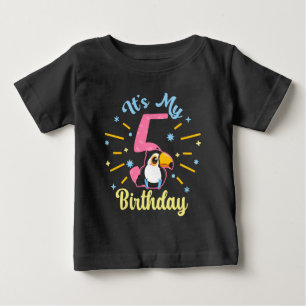 Cute Toucan 5th Birthday 5 Year Old Birth Girl  Baby T-Shirt