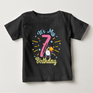 Cute Toucan 7th Birthday 7 Year Old Birth Girl Baby T-Shirt