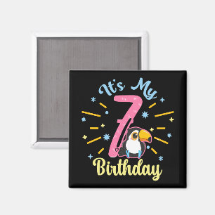 Cute Toucan 7th Birthday 7 Year Old Birth Girl Magnet