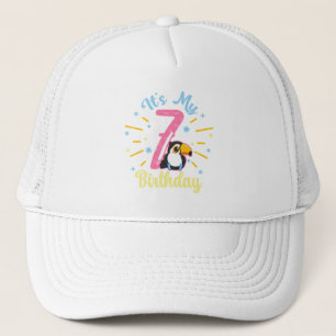 Cute Toucan 7th Birthday 7 Year Old Birth Girl  Trucker Hat