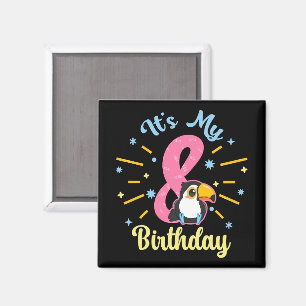Cute Toucan 8th Birthday 8 Year Old Birth Girl  Magnet