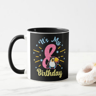 Cute Toucan 8th Birthday 8 Year Old Birth Girl Mug