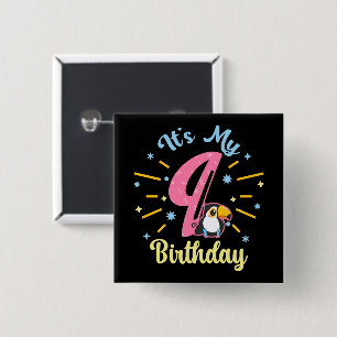 Cute Toucan 9th Birthday 89 Year Old Birth Girl  15 Cm Square Badge