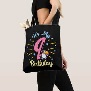 Cute Toucan 9th Birthday 89 Year Old Birth Girl Tote Bag