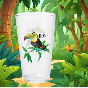 Cute toucan beach add name Glass