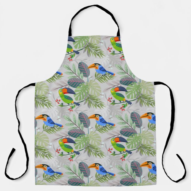 Cute Toucan bird, Everybirdy Pattern, Watercolors Apron (Front)