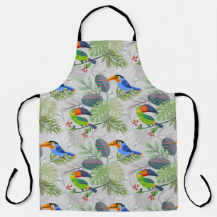 Cute Toucan bird, Everybirdy Pattern, Watercolors Apron