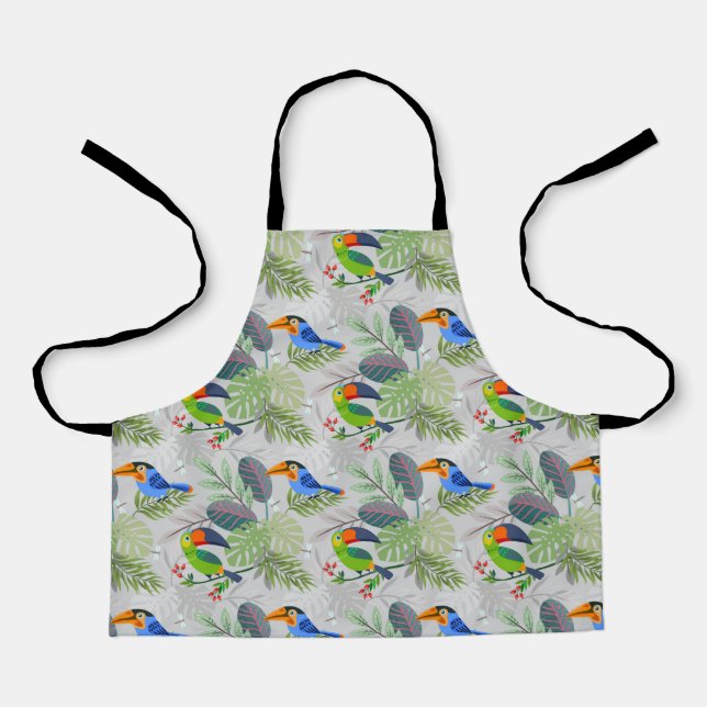 Cute Toucan bird, Everybirdy Pattern, Watercolors Apron (Front)
