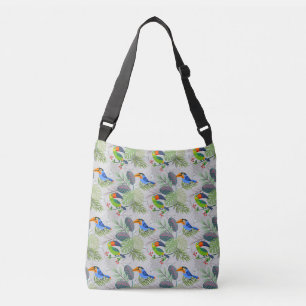 Cute Toucan bird, Everybirdy Pattern, Watercolors Crossbody Bag