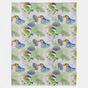Cute Toucan bird, Everybirdy Pattern, Watercolors Fleece Blanket